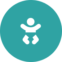 Minimalist white baby figure on teal