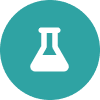 Science beaker symbol, teal circle