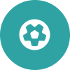 Football emblem in a turquoise circle