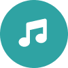 Teal circle with music note symbol