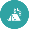 Night camping under moon icon