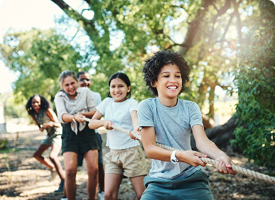Children enjoying a team game outside