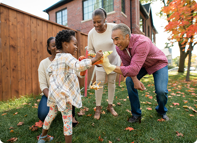 Happy family gathering in fall season