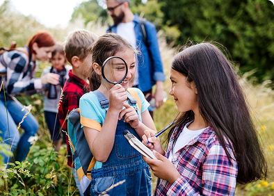Group enjoying nature walk in the forest
